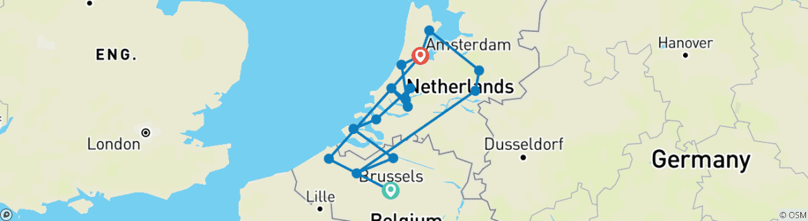 Karte mit der Reiseroute