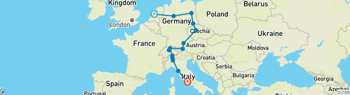 Image d'une carte montrant l'itinéraire du circuit