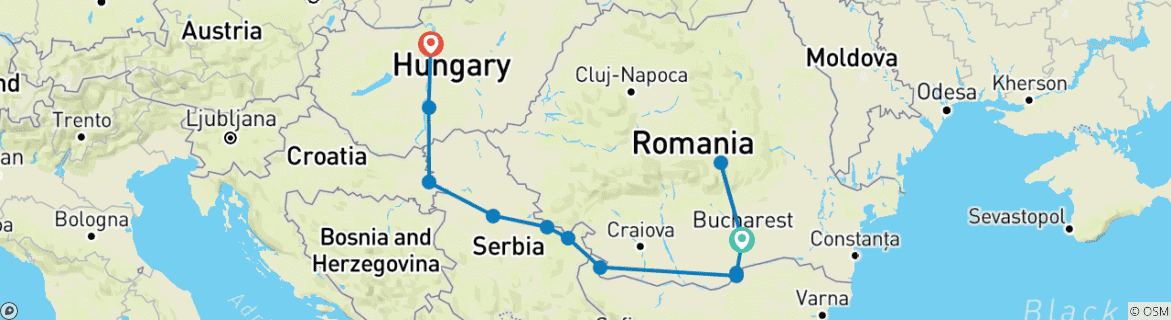 Image d'une carte montrant l'itinéraire du circuit