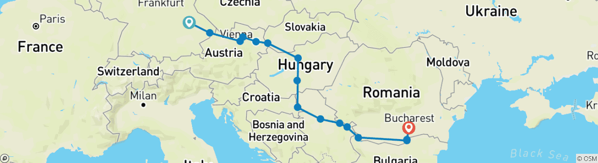 Foto van een kaart met de route van de rondreis