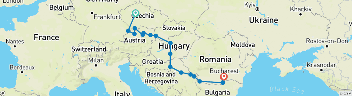 Image d'une carte montrant l'itinéraire du circuit