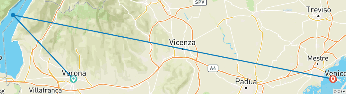 Foto van een kaart met de route van de rondreis