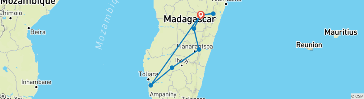 Image d'une carte montrant l'itinéraire du circuit