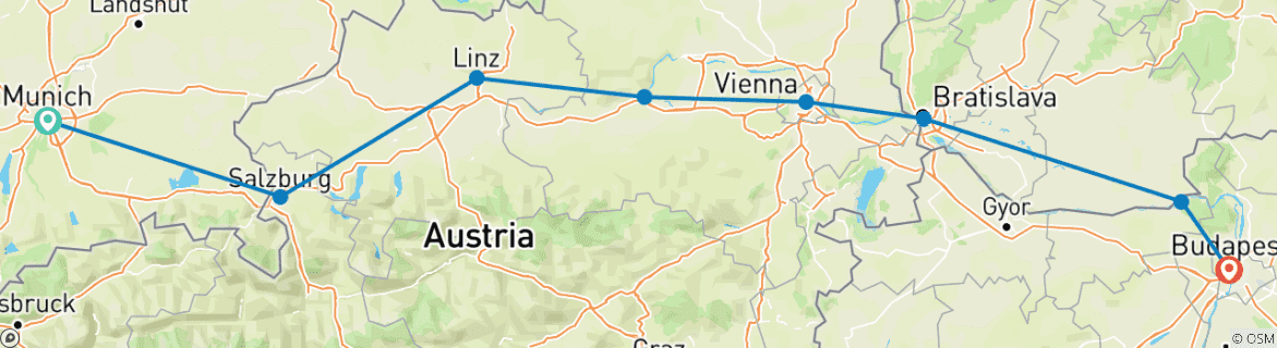 Image d'une carte montrant l'itinéraire du circuit