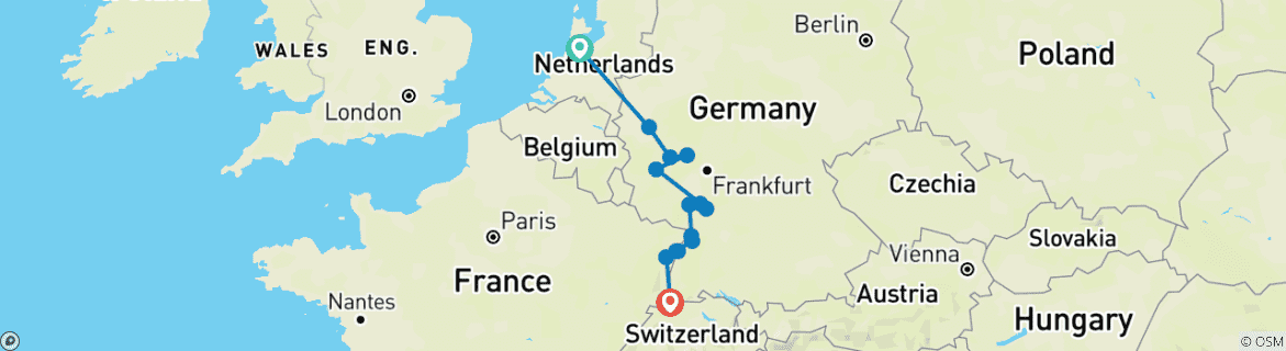 Image d'une carte montrant l'itinéraire du circuit