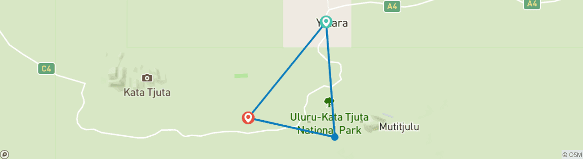 Foto van een kaart met de route van de rondreis