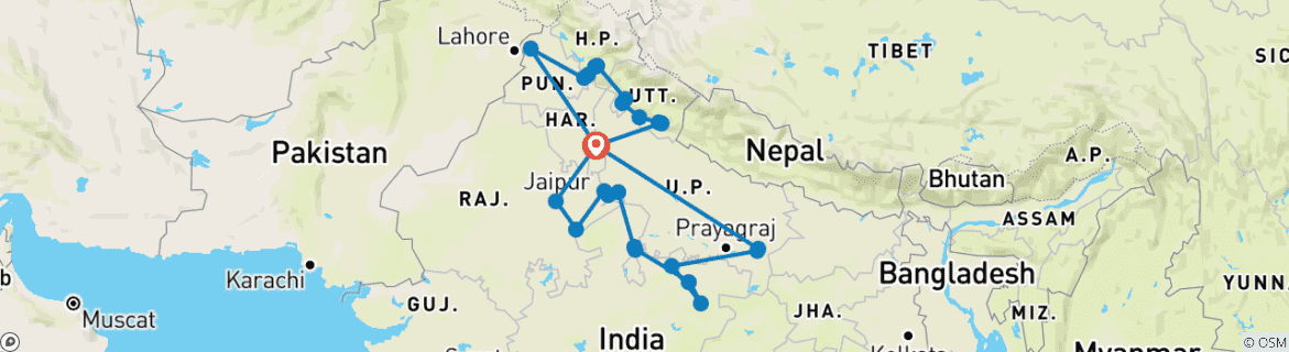 Karte mit der Reiseroute