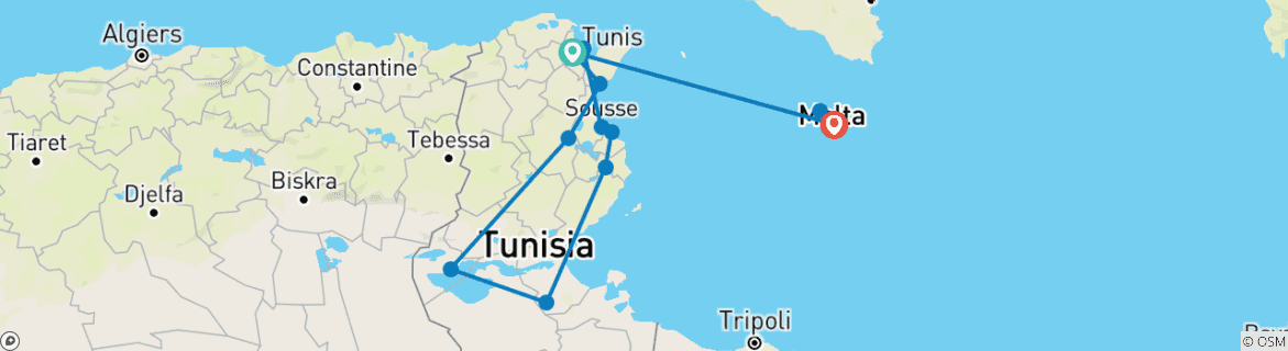 Karte mit der Reiseroute