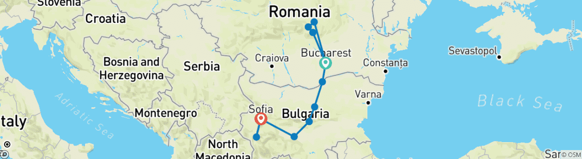 Image d'une carte montrant l'itinéraire du circuit