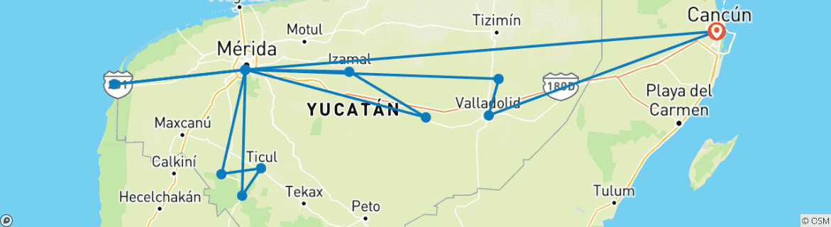 Image d'une carte montrant l'itinéraire du circuit