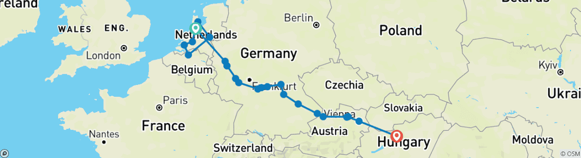 Image d'une carte montrant l'itinéraire du circuit