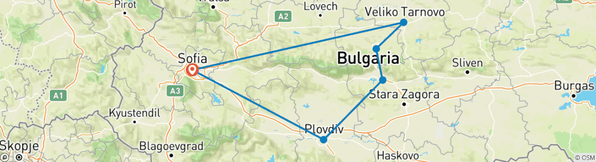 Image d'une carte montrant l'itinéraire du circuit