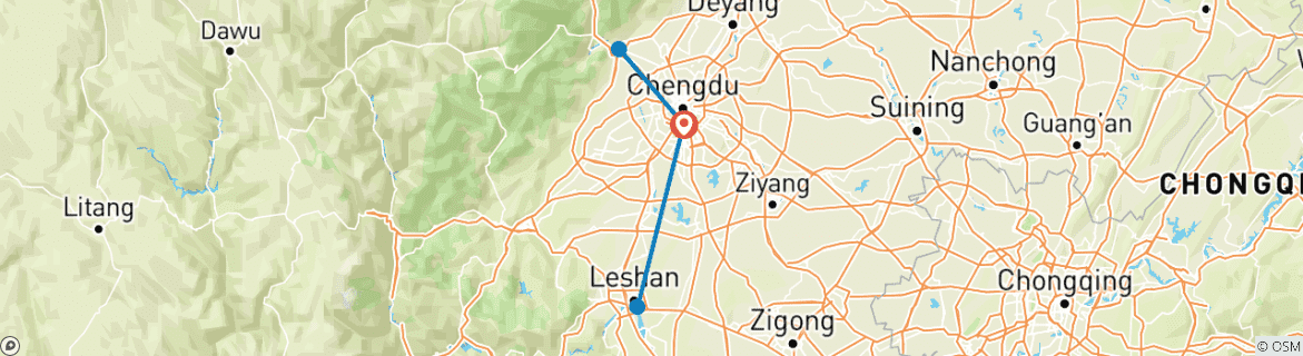 Image d'une carte montrant l'itinéraire du circuit