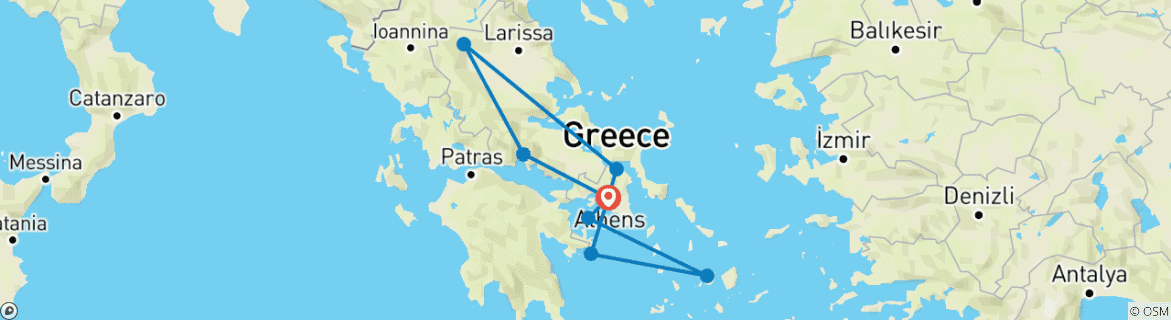 Image d'une carte montrant l'itinéraire du circuit