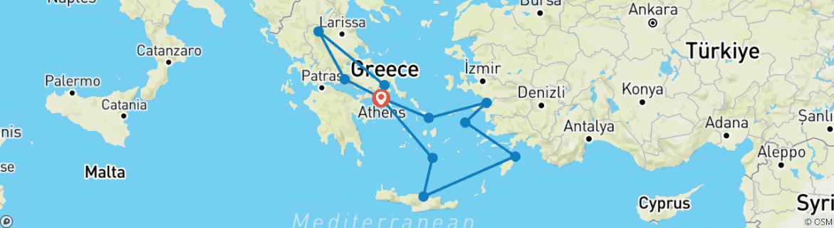 Image d'une carte montrant l'itinéraire du circuit