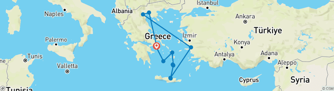 Image d'une carte montrant l'itinéraire du circuit