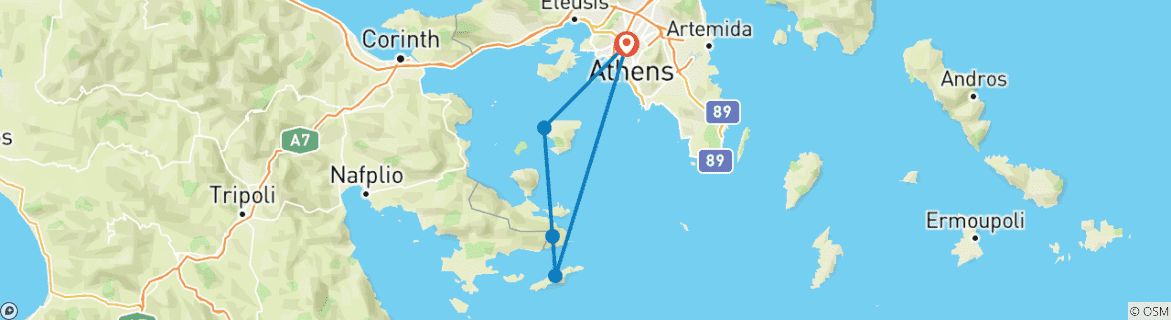 Karte mit der Reiseroute