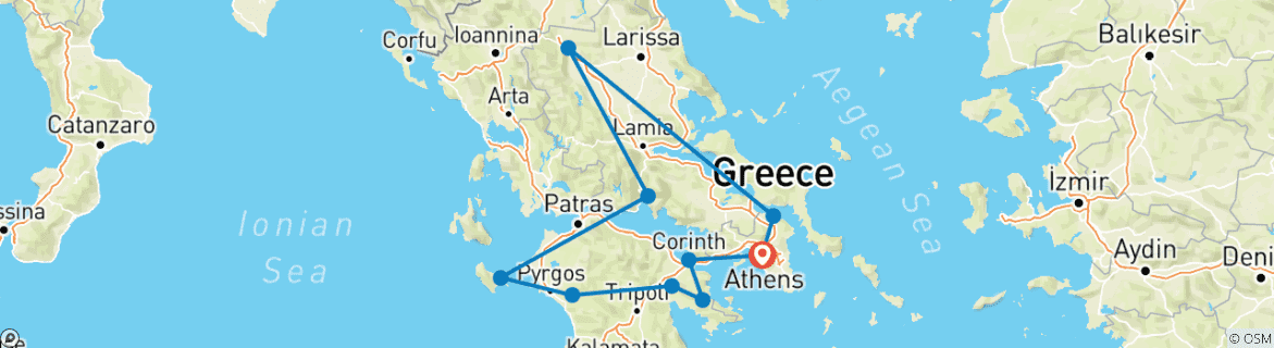 Foto van een kaart met de route van de rondreis