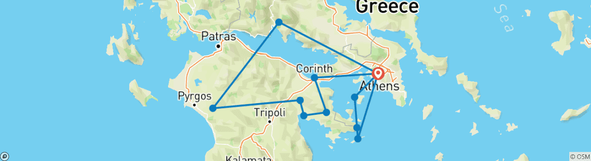 Image d'une carte montrant l'itinéraire du circuit