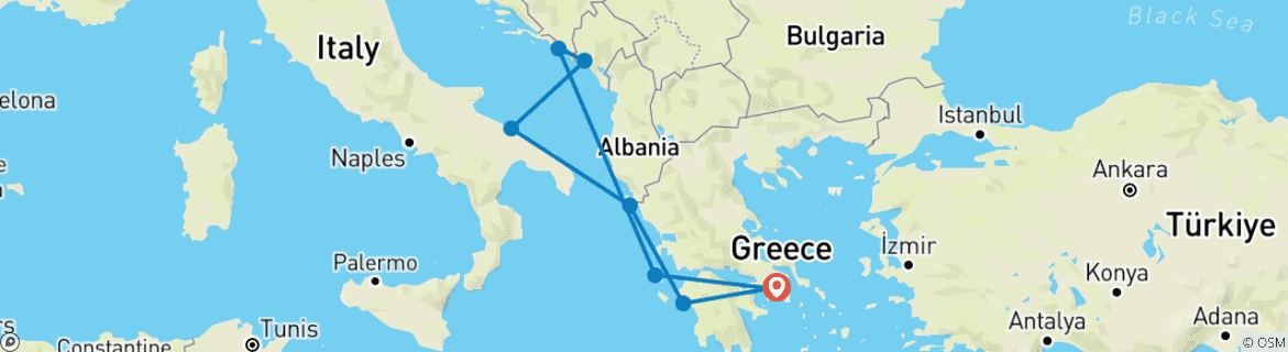 Image d'une carte montrant l'itinéraire du circuit