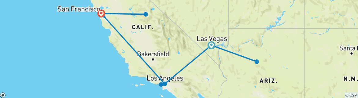 Image d'une carte montrant l'itinéraire du circuit