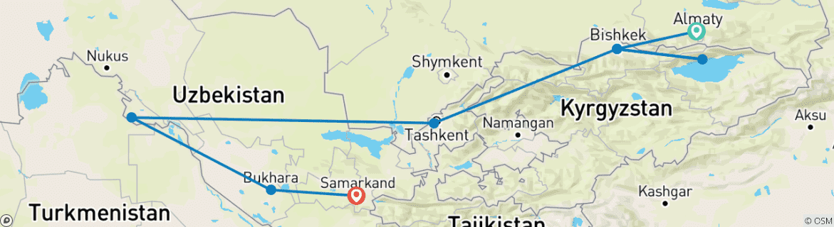 Image d'une carte montrant l'itinéraire du circuit