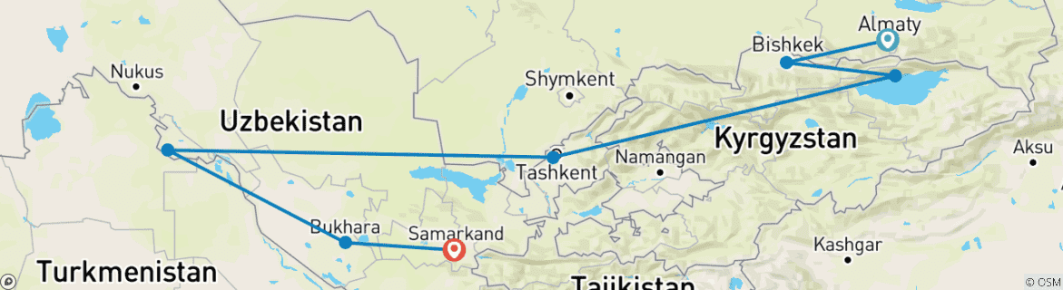 Image d'une carte montrant l'itinéraire du circuit