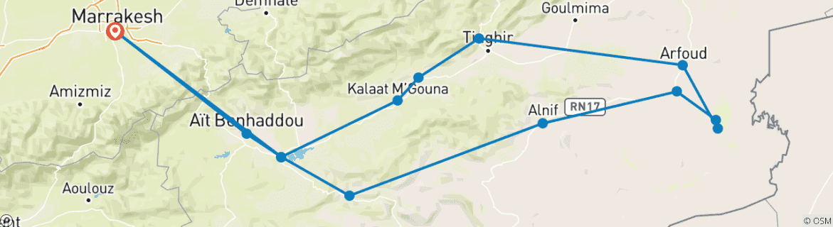 Imagen de un mapa que muestra la ruta del circuito