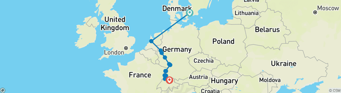 Image d'une carte montrant l'itinéraire du circuit