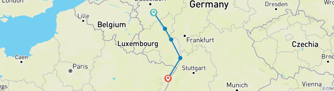 Karte mit der Reiseroute