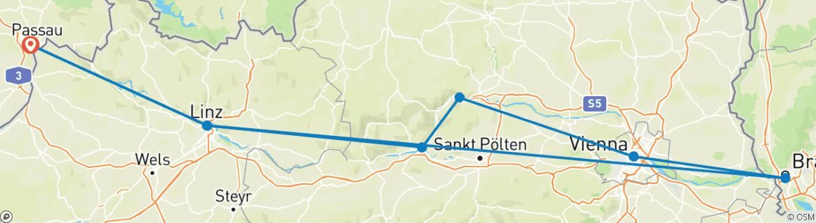 Karte mit der Reiseroute