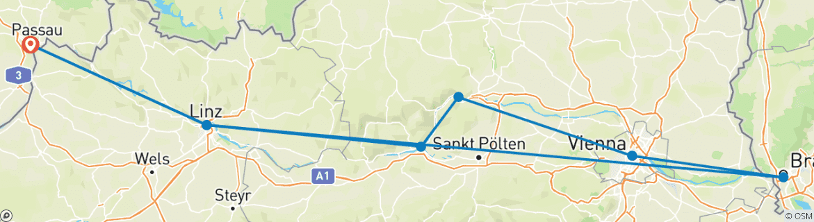 Image d'une carte montrant l'itinéraire du circuit