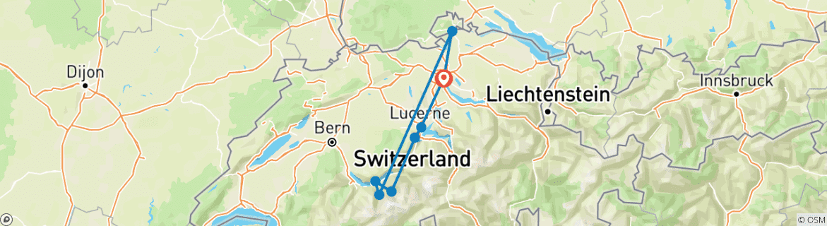 Image d'une carte montrant l'itinéraire du circuit