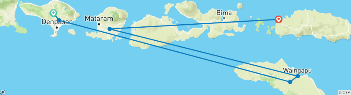Carte du circuit 19 jours Découvrez les joyaux cachés de l'Indonésie Ubud Sumba et Komodo
