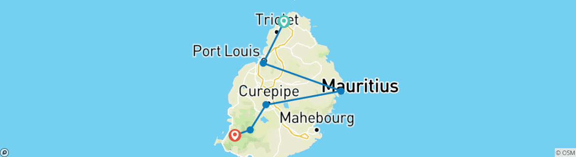 Foto van een kaart met de route van de rondreis