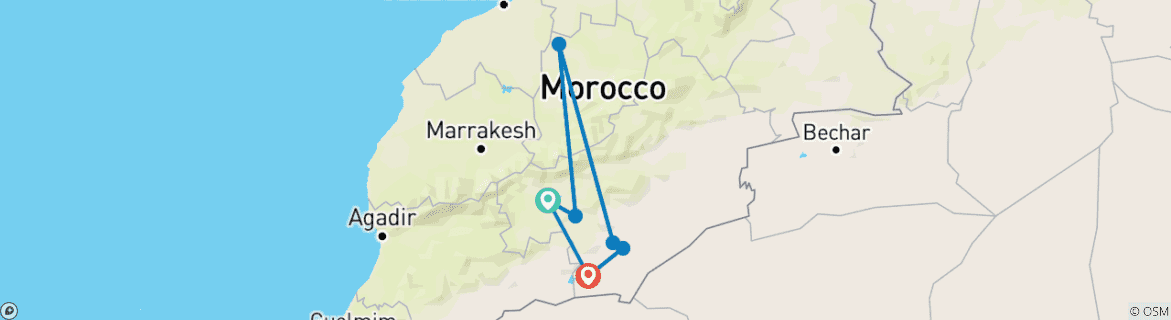 Karte mit der Reiseroute