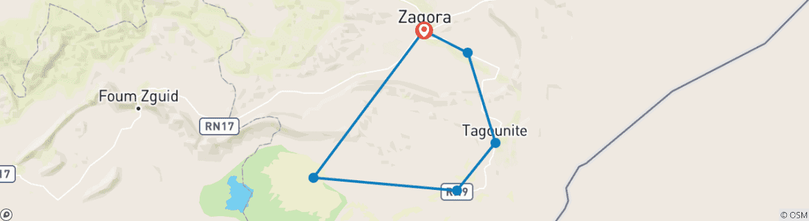 Foto van een kaart met de route van de rondreis