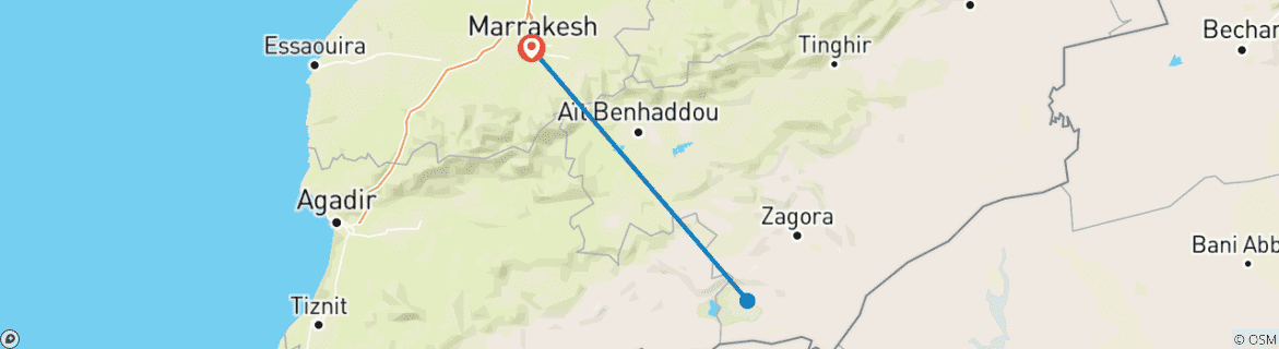 Foto van een kaart met de route van de rondreis