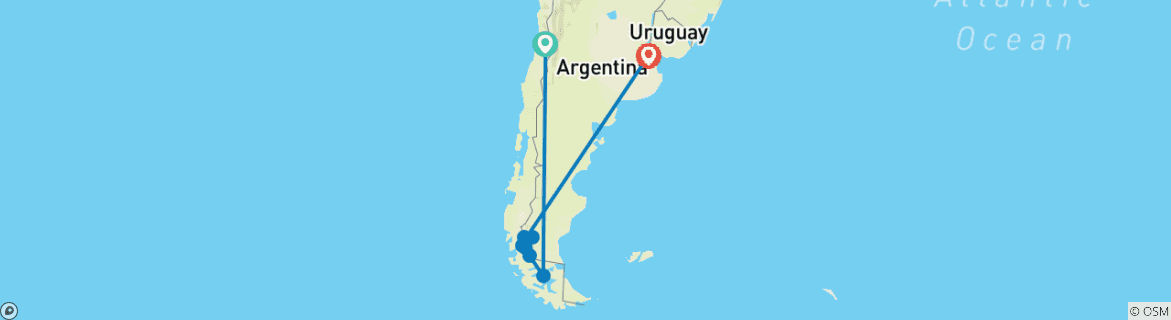 Kaart van Hart van Patagonië (Kleine groepen)