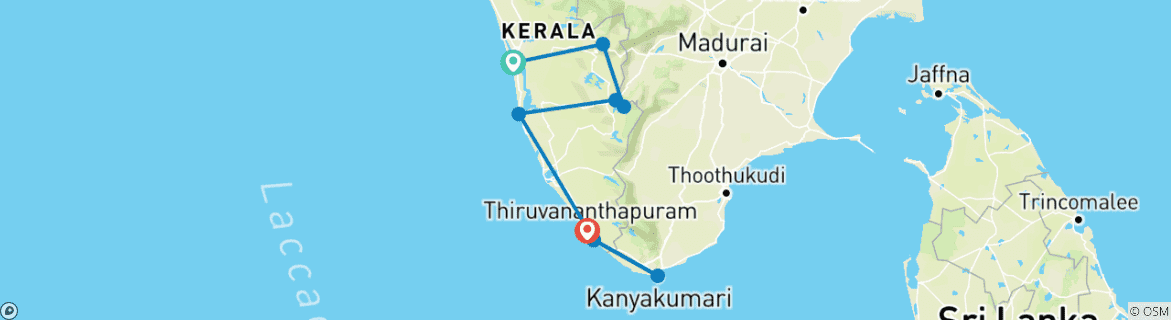 Image d'une carte montrant l'itinéraire du circuit