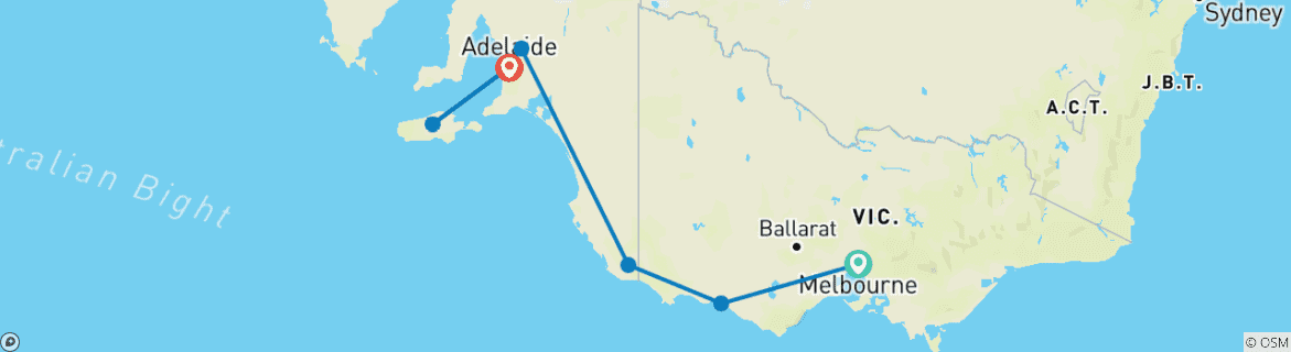 Image d'une carte montrant l'itinéraire du circuit