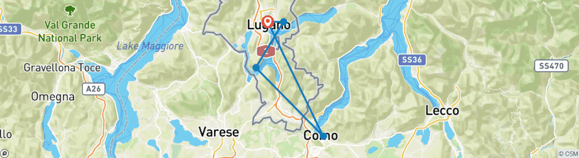 Image d'une carte montrant l'itinéraire du circuit