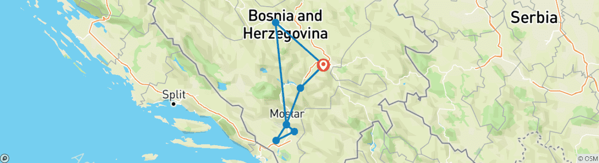 Image d'une carte montrant l'itinéraire du circuit