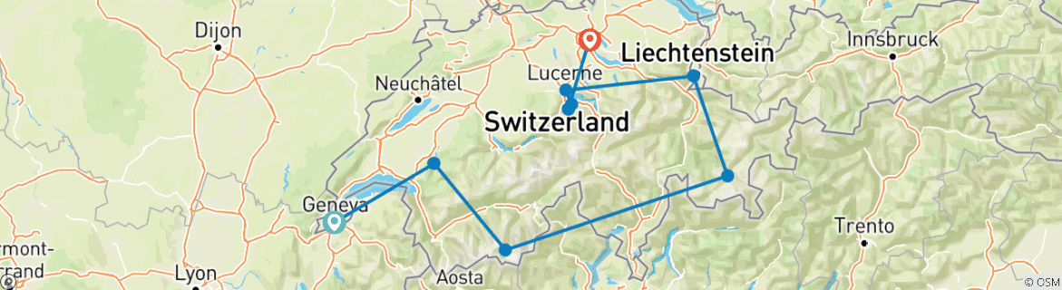 Image d'une carte montrant l'itinéraire du circuit