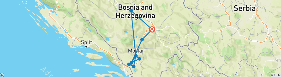 Foto van een kaart met de route van de rondreis