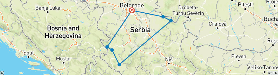 Foto van een kaart met de route van de rondreis