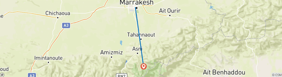 Karte mit der Reiseroute