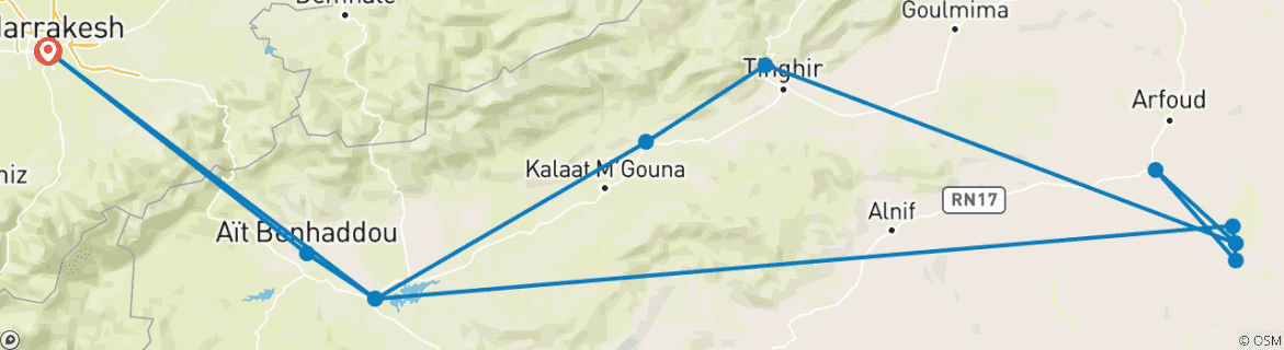 Karte mit der Reiseroute