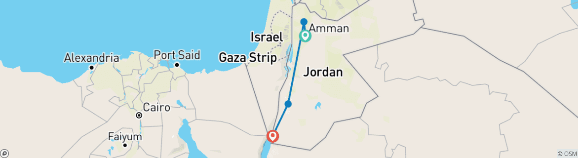 Karte mit der Reiseroute