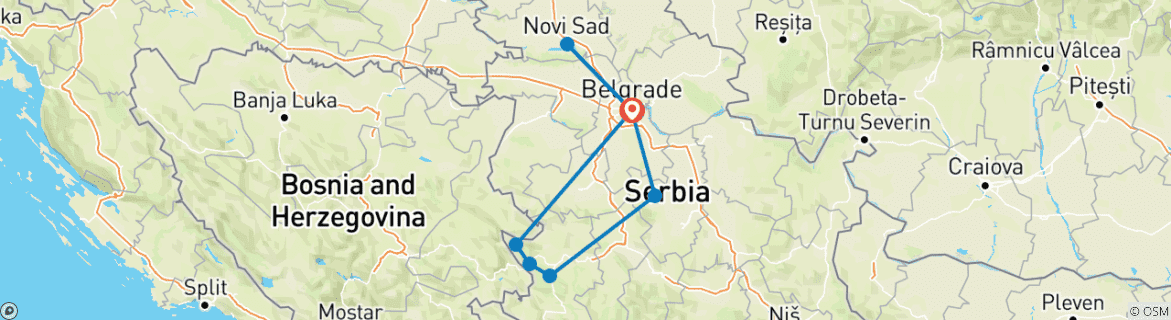 Foto van een kaart met de route van de rondreis